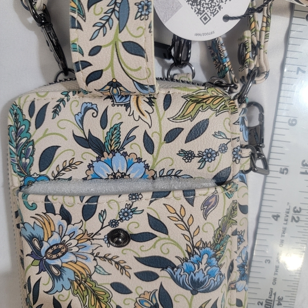 Mundi Jacqui RFID Womens Floral Crossbody/Wristlet Bag Vegan Leather - Picture 5 of 10